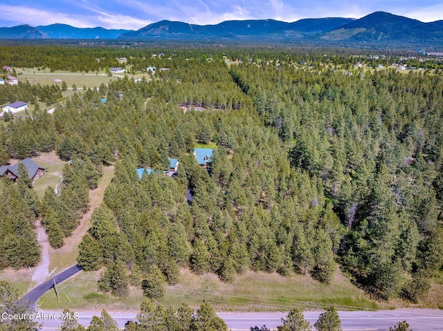 27294 N Clagstone Rd, Athol, ID 83801 - aerial view of property's location featuring a heavily wooded area and a mountainous background