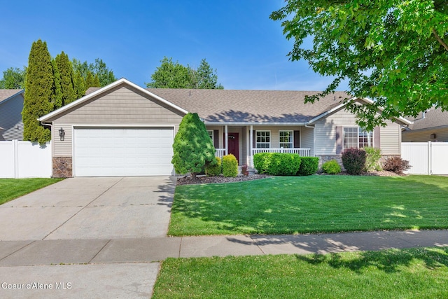 3391 W Loxton Loop, Coeur Dalene, ID 83815 - single story home featuring stone siding, an attached garage, concrete driveway, and a porch