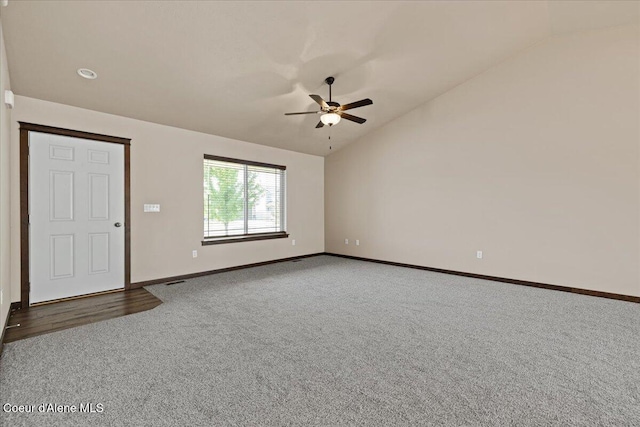 6463 W Conner St, Rathdrum, ID 83858 - empty room featuring lofted ceiling, carpet flooring, a ceiling fan, and recessed lighting