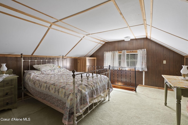 36799 W Coeur D Alene Lake Shr, Coeur Dalene, ID 83814 - carpeted bedroom featuring lofted ceiling and wooden walls
