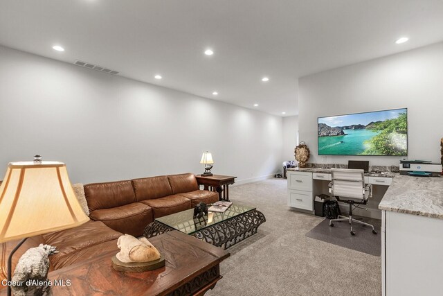 2946 E Point Hayden Dr, Hayden Lake, ID 83835 - home office featuring light carpet, recessed lighting, and baseboards