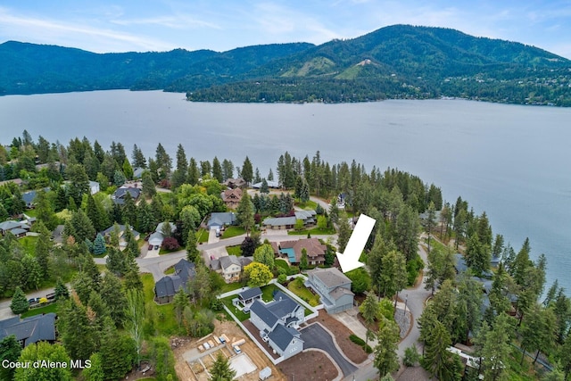 2946 E Point Hayden Dr, Hayden Lake, ID 83835 - aerial perspective of suburban area featuring a water and mountain view
