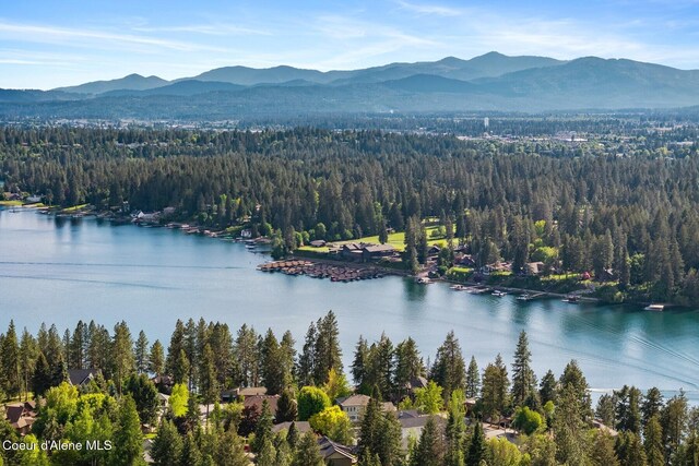 2946 E Point Hayden Dr, Hayden Lake, ID 83835 - drone / aerial view of a forest and a water and mountain view