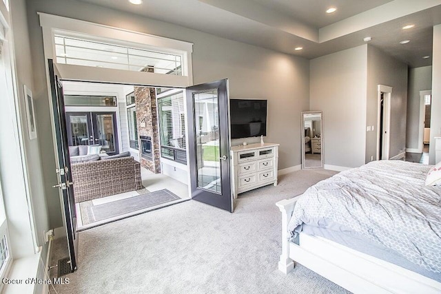 4732 W Mill River Ct, Coeur Dalene, ID 83814 - carpeted bedroom with recessed lighting, access to exterior, baseboards, and french doors