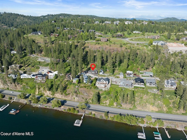 2406 S Silver Beach Rd, Coeur Dalene, ID 83814 - aerial view of property's location with a heavily wooded area and a large body of water