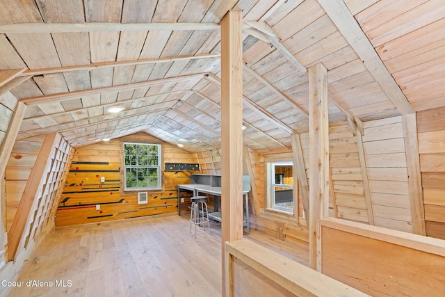 99 Broten Way, Sagle, ID 83860 - office featuring wooden walls, wooden ceiling, vaulted ceiling, and hardwood / wood-style flooring