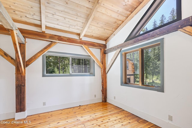99 Broten Way, Sagle, ID 83860 - empty room with hardwood / wood-style flooring, baseboards, and wooden ceiling