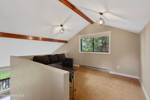 176 Swan Shores Dr, Sagle, ID 83860 - living room with a baseboard radiator, plenty of natural light, carpet, and baseboards