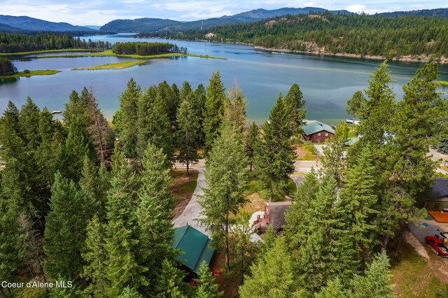 176 Swan Shores Dr, Sagle, ID 83860 - aerial view of a heavily wooded area and a water and mountain view