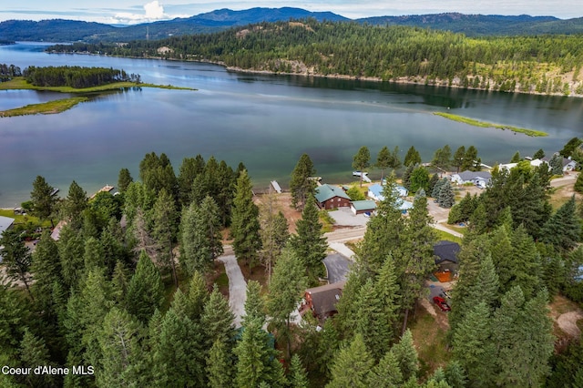 176 Swan Shores Dr, Sagle, ID 83860 - drone / aerial view of a heavily wooded area and a water and mountain view
