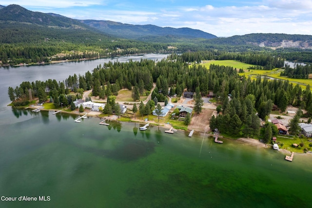 176 Swan Shores Dr, Sagle, ID 83860 - bird's eye view of a water and mountain view and a forest