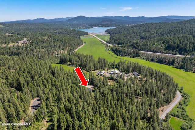 5005 W Cougar Estates Rd, Coeur Dalene, ID 83814 - view of property location featuring a heavily wooded area and a water and mountain view