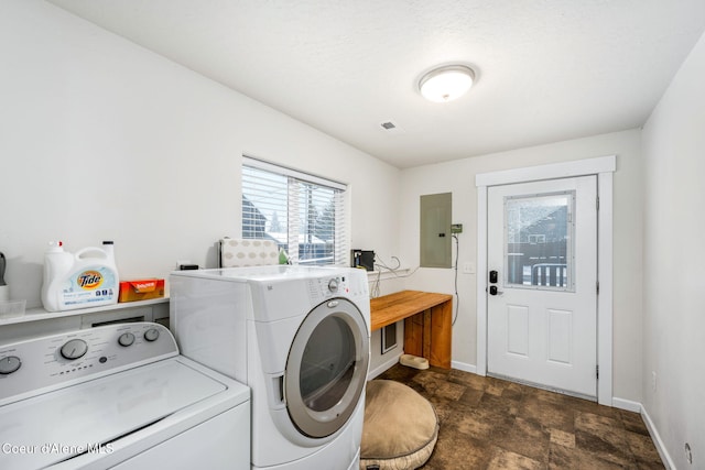 924 N 6th St, Coeur Dalene, ID 83814 - washroom featuring electric panel, washer and dryer, baseboards, and stone finish floors