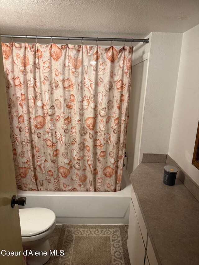 30625 Pastime St, Athol, ID 83801 - full bath featuring toilet, a textured ceiling, shower / tub combo, and vanity