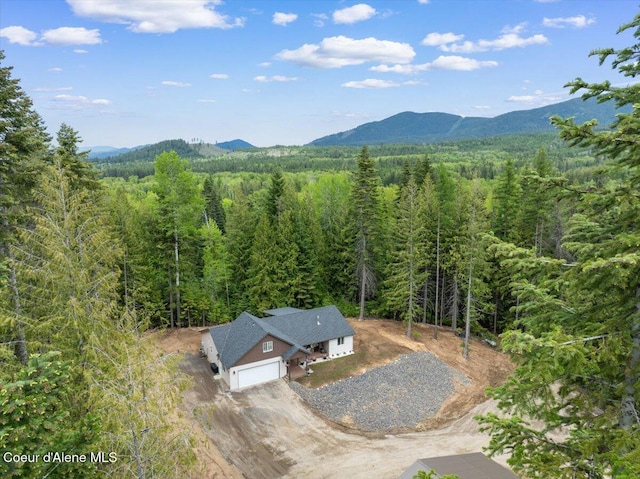 12671 E Trout Pond Rd, Athol, ID 83801 - view from above of property featuring a forest and a mountain backdrop