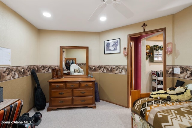 910 Otts Rd, Sagle, ID 83860 - bedroom featuring light colored carpet, ceiling fan, and recessed lighting