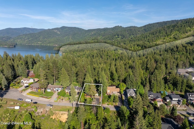 9298 N Clarkview Pl, Hayden, ID 83835 - view of property location with a forest, a water and mountain view, and property parcel outlined