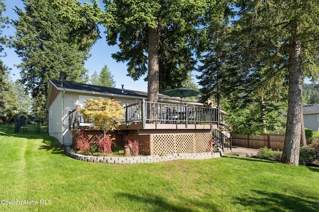9298 N Clarkview Pl, Hayden, ID 83835 - rear view of property featuring a wooden deck and stairs