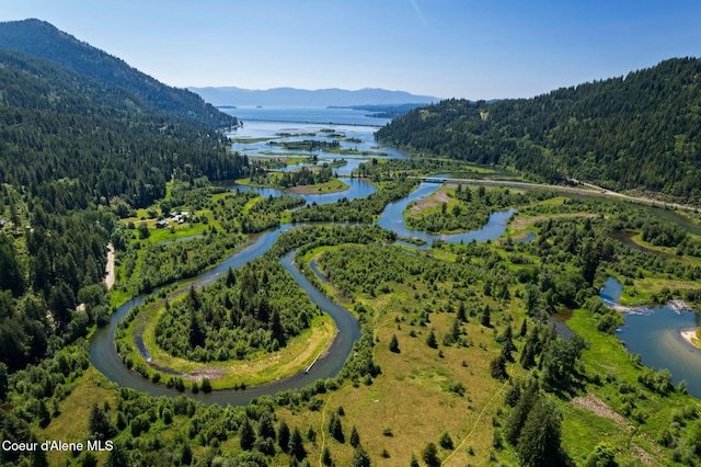 723 Trout Crk Rd, Sandpoint, ID 83864 - aerial view of a heavily wooded area and a water and mountain view