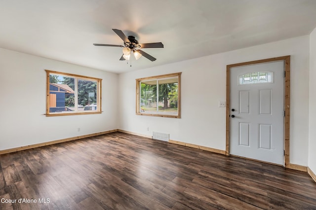 2016 N 7th St, Coeur Dalene, ID 83814 - entryway with healthy amount of natural light, a ceiling fan, and dark wood finished floors