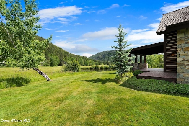 409 N Idaho Club Dr, Sandpoint, ID 83864 - view of grassy yard featuring a deck with water view
