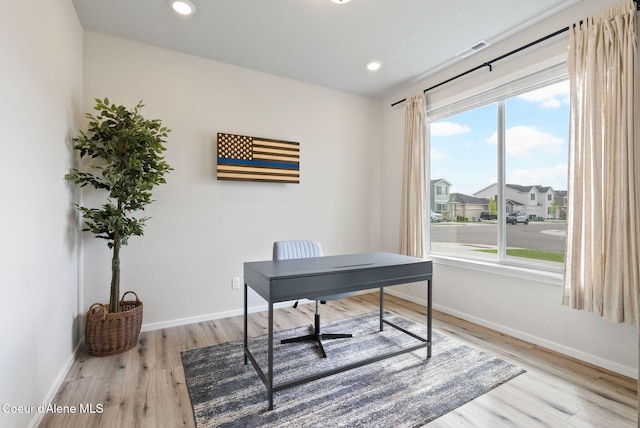 3062 N Coco St, Post Falls, ID 83854 - office area featuring baseboards, light wood finished floors, plenty of natural light, and recessed lighting