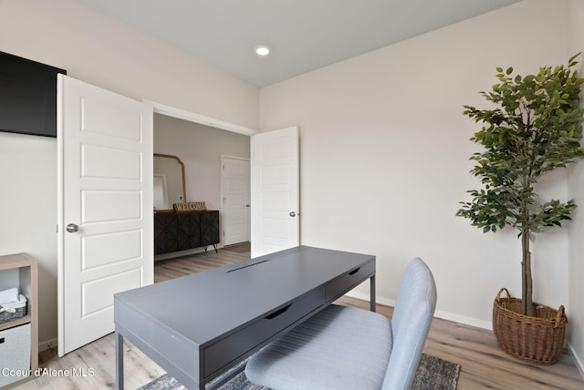 3062 N Coco St, Post Falls, ID 83854 - office featuring light wood-style flooring, baseboards, and recessed lighting