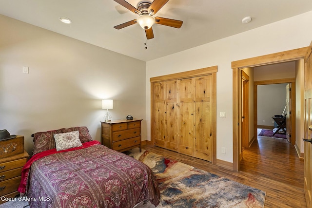 25400 N Lantern Hill Rd, Rathdrum, ID 83858 - bedroom featuring wood finished floors and a ceiling fan