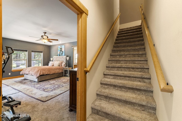 25400 N Lantern Hill Rd, Rathdrum, ID 83858 - stairs featuring carpet floors and ceiling fan