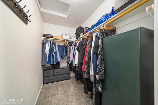4281 N Shelburne Loop, Post Falls, ID 83854 - walk in closet featuring attic access and carpet