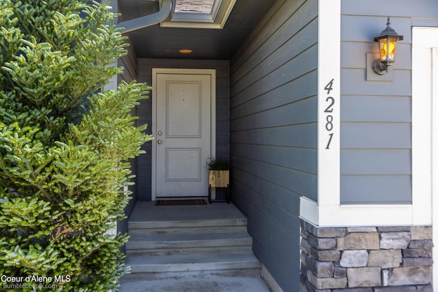 4281 N Shelburne Loop, Post Falls, ID 83854 - property entrance with stone siding
