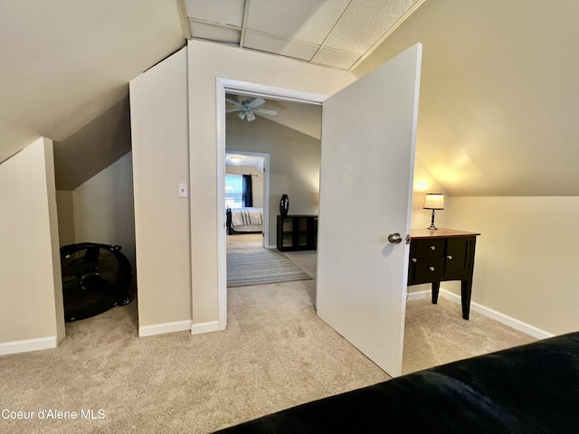 124 King St, Wallace, ID 83873 - corridor with carpet floors, vaulted ceiling, and baseboards