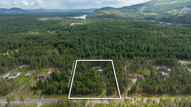 6036 W Sparrowhawk Dr, Rathdrum, ID 83858 - view of property location with a forest, mountains, and property boundaries highlighted