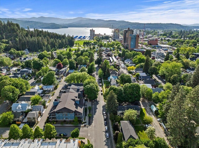 1010 E Mullan Ave Unit 202, Coeur Dalene, ID 83814 - aerial view of property and surrounding area featuring a water and mountain view