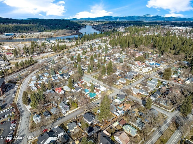 721 N A St, Coeur Dalene, ID 83814 - aerial view of property and surrounding area with a water and mountain view and nearby suburban area