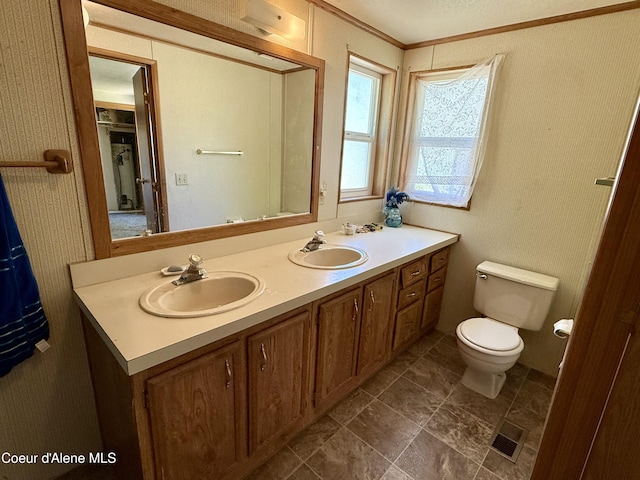 1068 Moon Gulch Rd, Kellogg, ID 83837 - full bath featuring crown molding, double vanity, and toilet