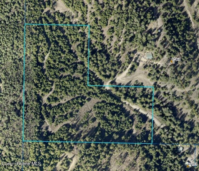 17461 N Right Fork Rd, Hauser, ID 83854 - aerial view of property's location featuring property boundaries highlighted