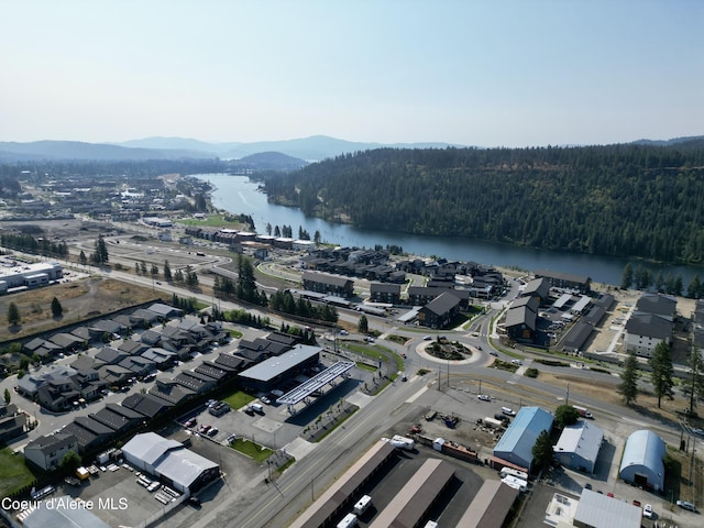 2735 W Lumber Ln, Coeur Dalene, ID 83814 - aerial overview of property's location featuring a heavily wooded area and a water and mountain view