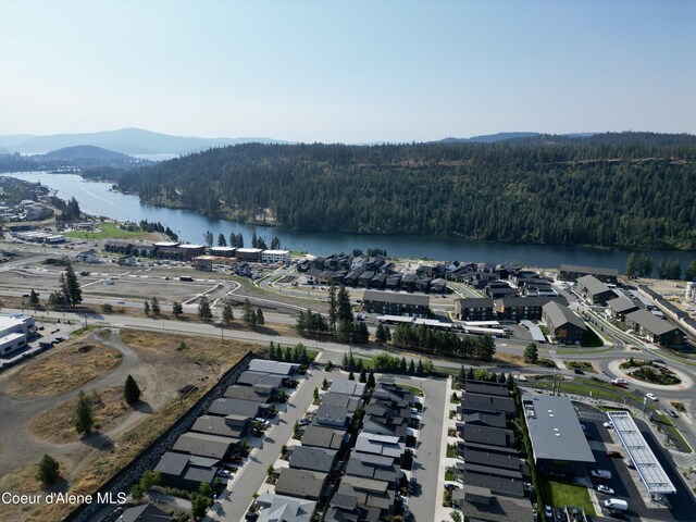 2735 W Lumber Ln, Coeur Dalene, ID 83814 - aerial overview of property's location featuring a heavily wooded area and a water and mountain view