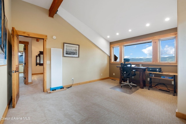 295 Sky Meadow Ln, Sagle, ID 83860 - home office featuring recessed lighting, carpet, and baseboards
