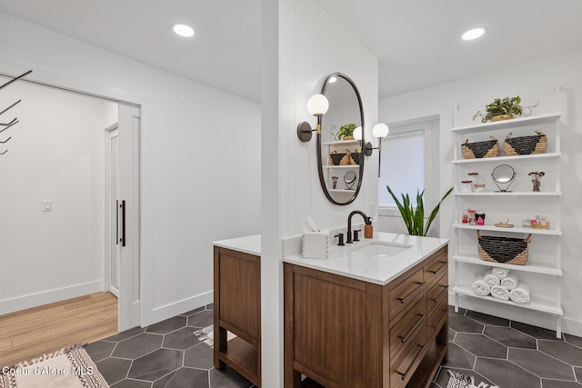 1113 N Lambert Ln, Coeur Dalene, ID 83814 - bathroom with vanity, recessed lighting, and tile patterned flooring