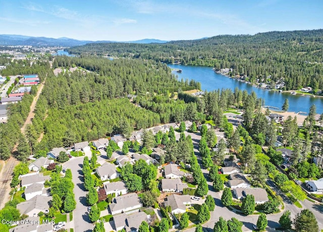5820 E Steamboat Bnd, Post Falls, ID 83854 - aerial view of residential area featuring a forest and a water and mountain view
