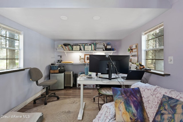 490 Samuels Rd, Sandpoint, ID 83864 - office with radiator, wood finished floors, plenty of natural light, and baseboards