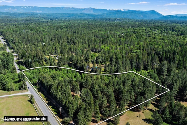 490 Samuels Rd, Sandpoint, ID 83864 - view of property location featuring a forest, property parcel outlined, and mountains