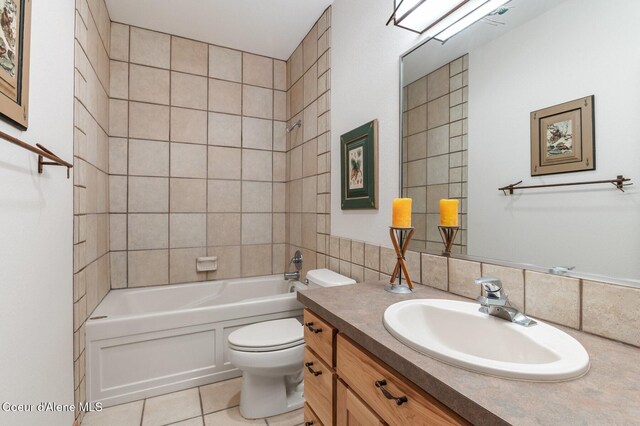 227 Crystal Springs Rd # 3, Sandpoint, ID 83864 - bathroom featuring vanity, tile patterned flooring, toilet, and  shower combination
