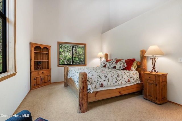227 Crystal Springs Rd # 3, Sandpoint, ID 83864 - bedroom with light carpet and a towering ceiling
