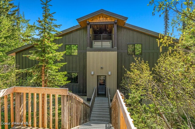 227 Crystal Springs Rd # 3, Sandpoint, ID 83864 - view of front of property with board and batten siding and stairs