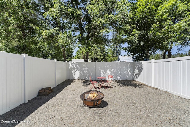 901 N 16th St, Coeur Dalene, ID 83814 - fenced backyard with an outdoor fire pit