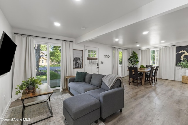 901 N 16th St, Coeur Dalene, ID 83814 - living area featuring wood finished floors, recessed lighting, plenty of natural light, and baseboards