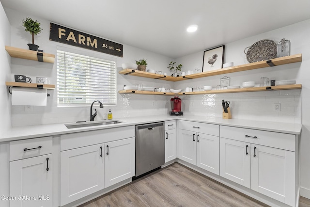 901 N 16th St, Coeur Dalene, ID 83814 - kitchen with open shelves, dishwasher, a sink, tasteful backsplash, and recessed lighting